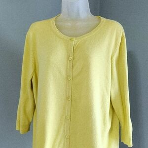 CJ Banks Yellow Button-Up Cardigan